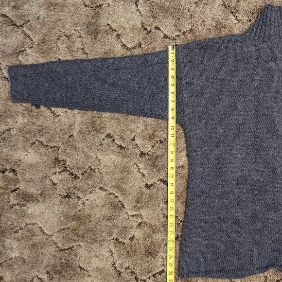 Plaited Cable Blue Sweater with pockets, Heather Tweed size M, wool - Picture 4 of 8